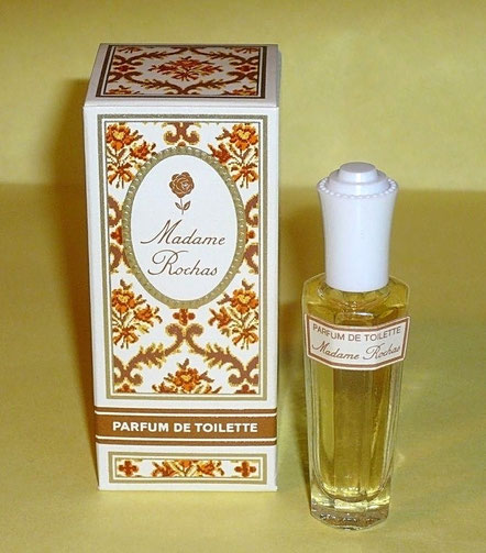 MADAME ROCHAS - PARFUM DE TOILETTE 3 ML - ETIQUETTE CEINTURE -  BOUCHON PLASTIQUE BLANC VISSE