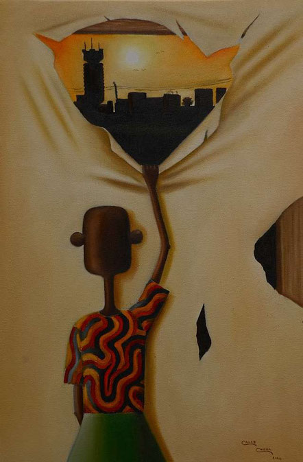 NALA in Lusaka,(oil on Canvas 40 cm x 55 cm) painted by Caleb Chisha, Lusaka / Zambia.