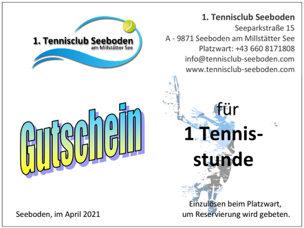 Tennis-Gutscheine - 1. Tennisclub Seeboden
