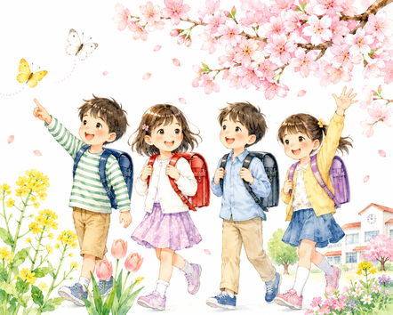 春のお便り用AIイラスト画像