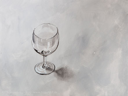 Weinglas malen mit Acryl - Realistisch malen mit Acrylfarben