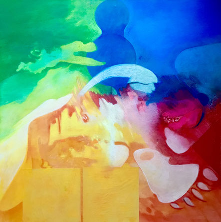 Zeitzeichen (2-10-14) 15-25 / 80x80cm / Schichtungen auf Leinwand