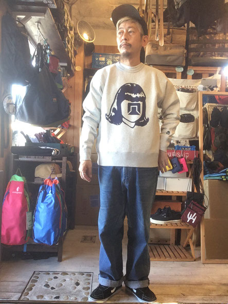TACOMA FUJI BIG LOGO CREW NECK SWEAT - SKY newtype shop