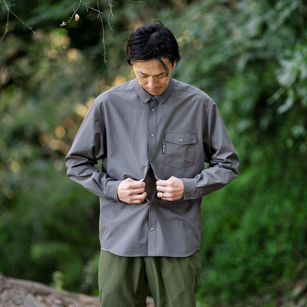 Poly Basic Long Sleeve Shirt - SKY newtype shop
