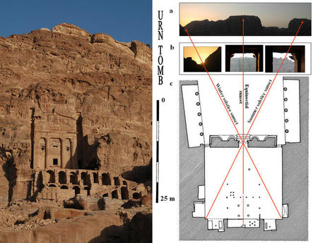  En la imagen, la tumba de la Urna. Su puerta principal está centrada según la puesta de sol del equinoccio, y los rayos solares en los solsticios de invierno y verano determinan las dos esquinas interiores del edificio.© SINC