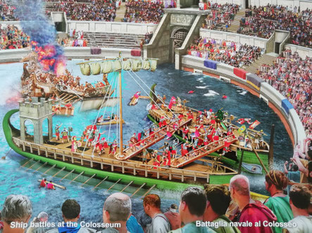 Naumachia (mock naval battle often to reenact famous battles )