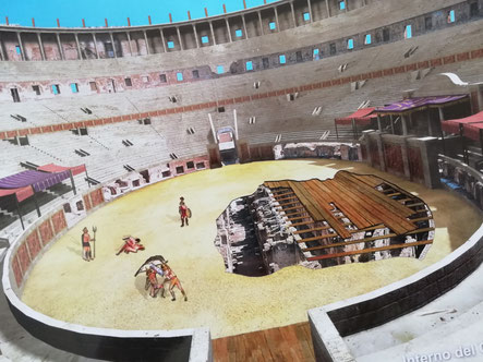 Wooden shaft covered with sand (arena) 