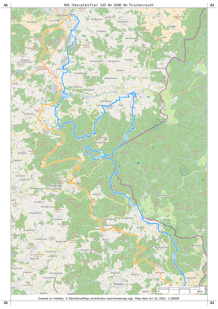 Karte OberpfalzTrail 125 Km 3300 Hm 2Tage