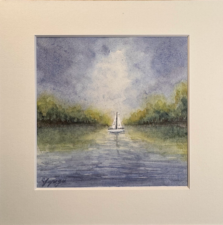 Aquarell, 20 × 20 cm im Passpartout