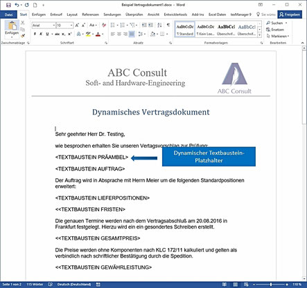 Dynamische (verlinkte) Textbaustein-Platzhalter