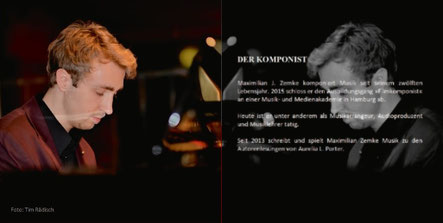 Auszug aus dem Booklet zur CD: Maximilian J. Zemke - Komponist und Musikproduzent am Flügel beim Bühnenprogramm "Verborgene Welten"