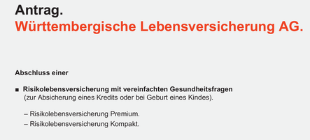 Württembergische Risikolebensversicherung wenig Gesundheitsfragen