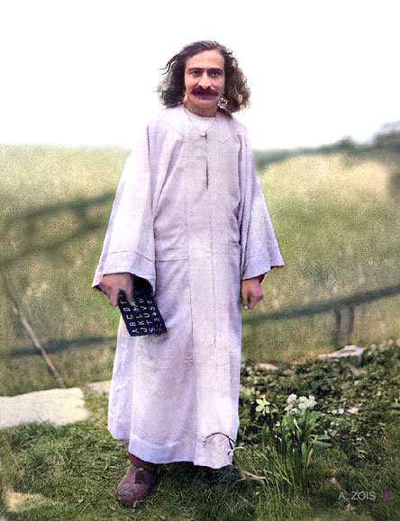 East Challacombe, Devon, England . 1932 : East Challacombe, Devon, England . Image of Meher Baba was 'Colourized' from the original by Anthony Zois.