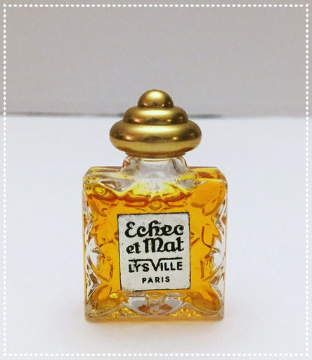 LYS VILLE : ECHEC & MAT : RARE MINIATURE EN VERRE MARTELE. BOUCHON PLASTIQUE DORE