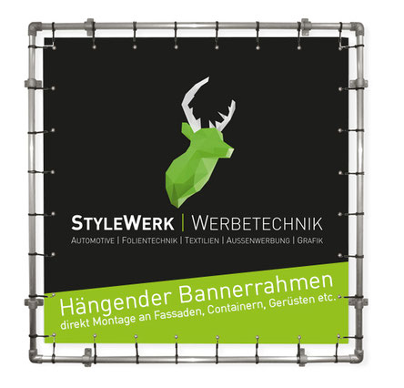 Banner Bannerrahmen Spannrahmen Werbeplane Gerüstplane mit Rahmen StyleWerk Werbetechnik