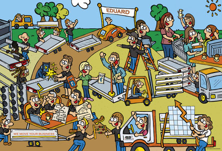Dirk Van Bun Illustraties & Vormgeving - Eduard Trailor Factory - Canvas 1m50 x 1m
