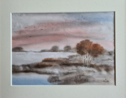 Seidenmalerei Landschaft Winter Kunst Heike Lüders