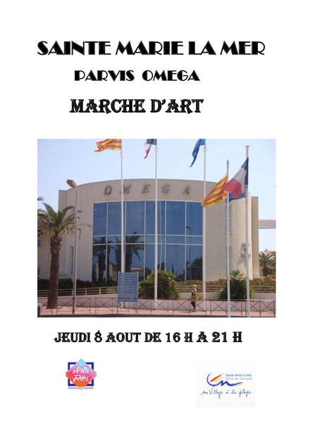 Exposition sur le marché d'art des artistes peintre du Languedoc Roussillon