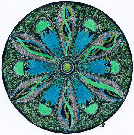 Mandala Farbstifte grün grau