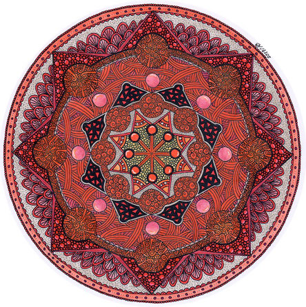 Mandala Farbstifte rot grau Oktober