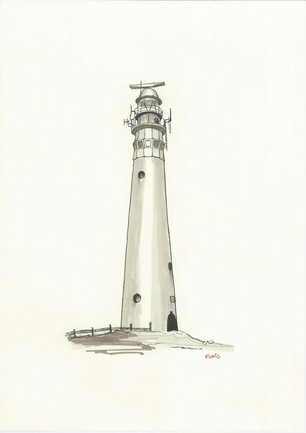 persoonlijke pentekening vuurtoren voor op spijkerjasje
