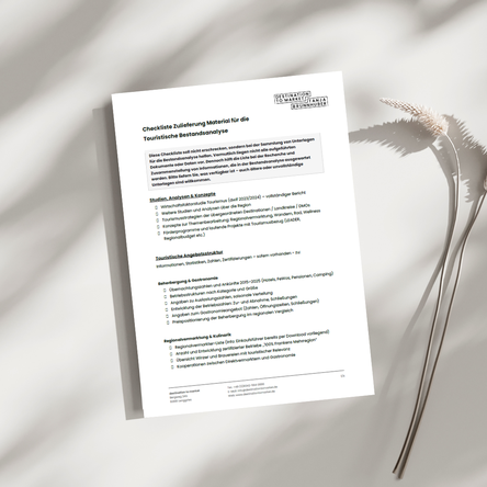 Checkliste von destination to market für die touristische Bestandsanalyse