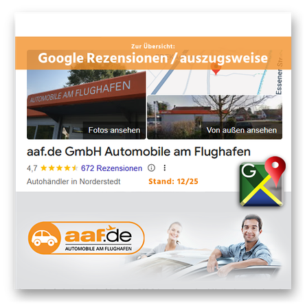 AAF.DE GMBH Feedback - Auszuege aus den Google Rezensionen, Stand: 12-2025
