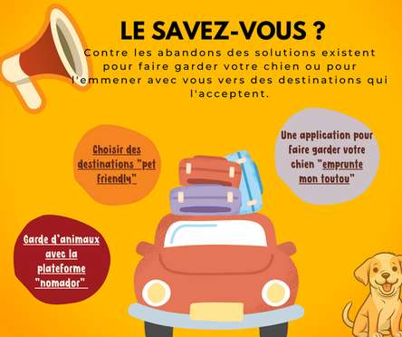 Infographie avec astuces pour emmener son chien en vacances ou pour le faire garder coach canin 16 educateur canin en charente à domicile et sur son terrain prés de jarnac cognac angouleme