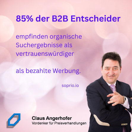 Ein Großteil der B2B Entscheider vertraut organischen Suchergebnissen mehr als bezahlter WErbung - soprio.io
