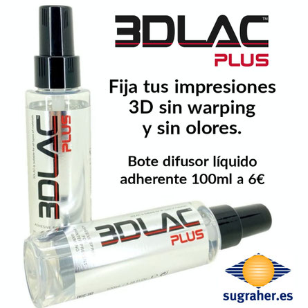 Bote difusor 3dLAC Plus para mejorar adherencia y evitar el warping. Sin olor.