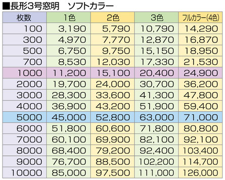 ●長3号窓明ソフトカラー