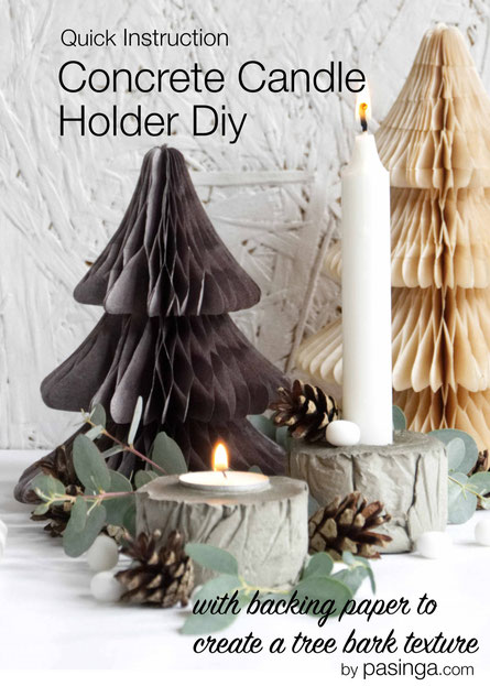 DIY Concrete Candle Holder Tutorial, a wonderfully easy concrete diy with recycled moulds and baking paper to create a tree bark texture! #diy #concrete #modernhome #tutorial #pasinga #blogging