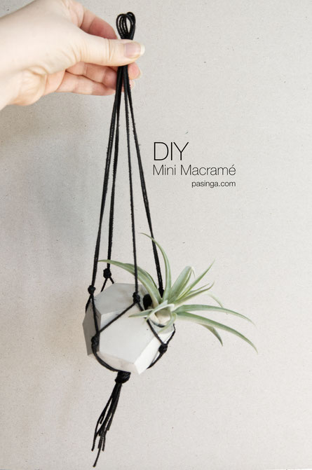 How to make a DIY mini Macramé plant hanger for PASiNGA geometric concrete vessels