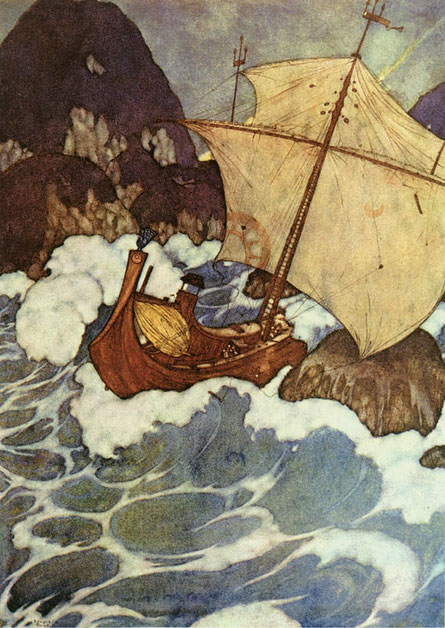 The ship wrecks upon a rock, Edmund Dulac, 1907.