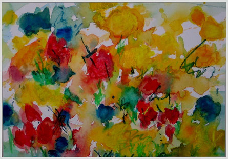 Frühlingswiese, Aquarell, ca. 38x48cm
