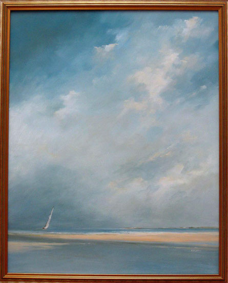 high cloud sailing; oil on panel