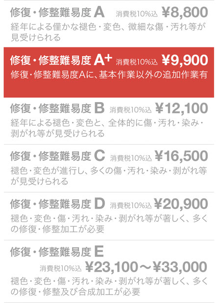 修復・修整難易度A+ ¥9,900（税込）