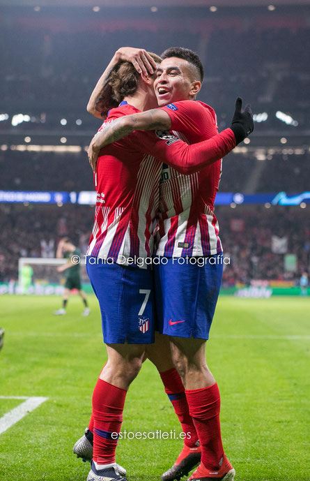 atlético de madrid, ucl, champions league, uefa, gol, celebracion, griezmann, correa, wanda metropolitano, fotografia deportiva