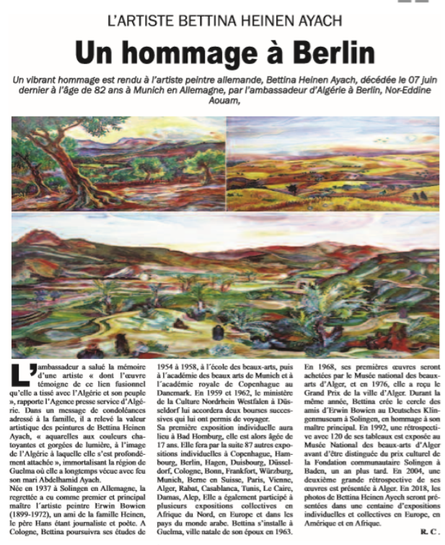 LE Artiste Bettina Heinen Ayach - Un hommage a Berlin