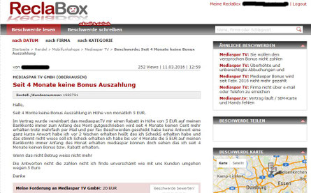 Mediaspar.TV zahlt Bonus seit 4 Monaten nicht!