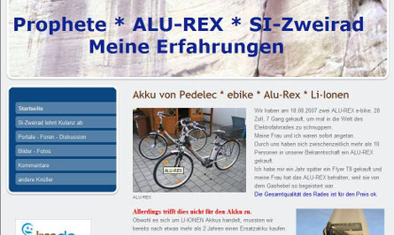 Erfahrungsbericht über Prophete, Alu-Rex, Flyer, Kalkhoff, Zemo, Bosch Motor, Panasonic Motor, Pedelec