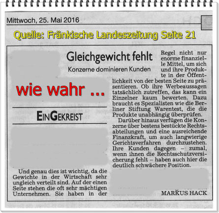 Auszug aus einem Artikel der Fränkischen Landeszeitung