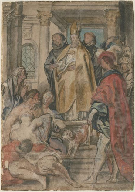 Jacob Jordaens (1630) - De heilige Martinus geneest een bezetene. Antwerpen: Museum Plantin-Moretus/ Prentenkabinet.
