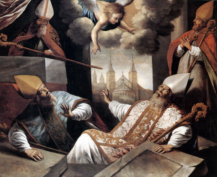 Gaspar de Crayer (16xx). De opstanding van de HH Monulphus en Gondulphus uit hun graven.