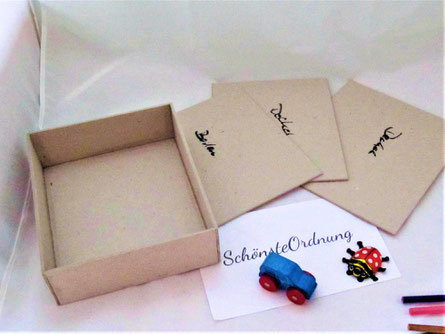 handgemachte kleine Schachtel Rohlinge aus starkem Buchkarton mit Bandsäge geschnitten, geklebt, geschliffen, mind. 8 Kartonteile 