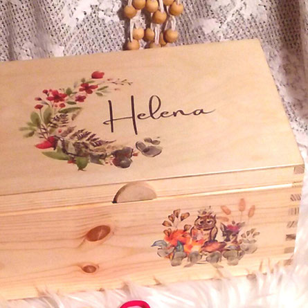 große stabile Kinderschmuckschatulle Helena aus Holz mit Name und  Wildblumenkranz, ein Geschenk für Mädchen und Frauen, handgemacht von SchönsteOrdnung  Box Kunst Handwerk Bayern