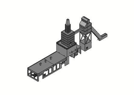 Gießturm mit Walzwerk