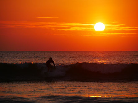 Sunset surfing in Canoa