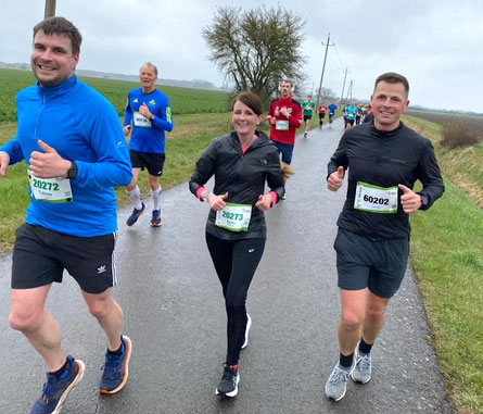 Tobias Heidel, Nadin Reich und Karsten Sommer - gemeinsam beim Halbmarathon.