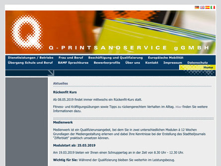 Startseite der Q-Prints&Service gGmbH